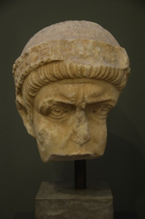 Mutilated bust of an emperor, most likely Valentinian I, or perhaps his brother, Valens.