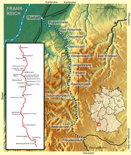 Spoorlijn Rastatt - Freudenstadt op de kaart