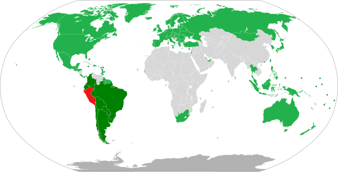 Visa policy of Peru
.mw-parser-output .legend{page-break-inside:avoid;break-inside:avoid-column}.mw-parser-output .legend-color{display:inline-block;min-width:1.25em;height:1.25em;line-height:1.25;margin:1px 0;text-align:center;border:1px solid black;background-color:transparent;color:black}.mw-parser-output .legend-text{}
Peru
Visa not required (May enter with an ID card)
Visa not required
Visa required Visa policy of Peru.svg