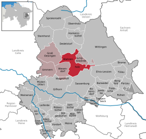Poziția Wahrenholz pe harta districtului Gifhorn