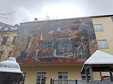 Wandbild im Innenhof der Haunerschen Klinik in München.