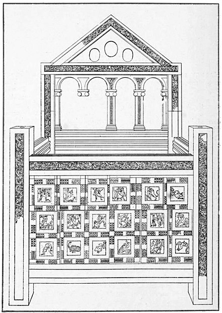 The Pope's throne in St. Peter's Basilica, Vatican City, last publicly exposed in 1867. (From Wood Carvings in English Churches, 1910)