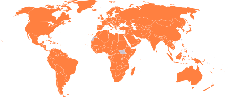 Fitxategi:World Intellectual Property Organization (WIPO) members world map.svg
