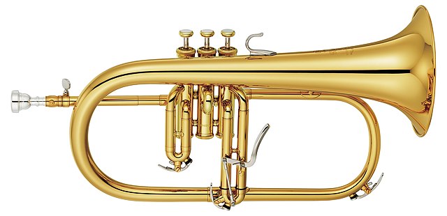 A standard 3-valved B♭ flugelhorn