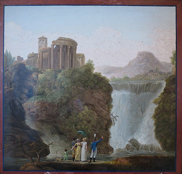 File:'The Temple of Sibyl at Tivoli and a Waterfall', micromosaic, 1817, The Hermitage.JPG