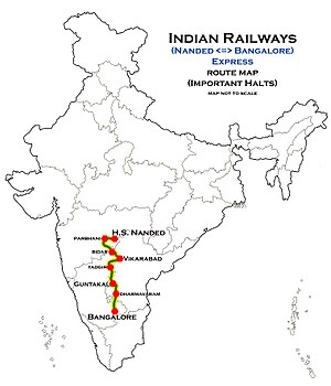 (Нандед - Бангалор) Экспресс-маршрут map.jpg