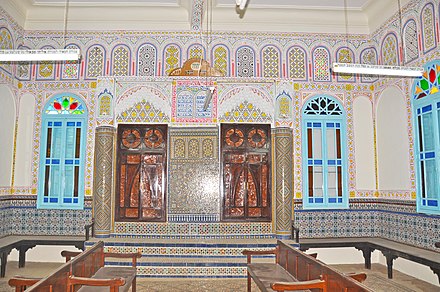 A traditional synagogue interior in Sefrou