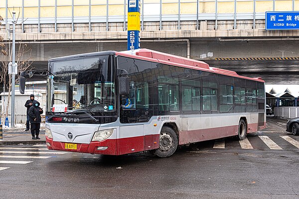 Beijing Public Transport rail replacement bus from Xi'erqi to Zhuxinzhuang after the Changping Line train collision, December 2023