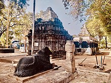 The Pachala Someswara temple consists of four shrines on a square plan, a shared mandapam and 70 intricately carved pillars. 11th 12th-century Pachala Someshwara Temple shrines overview.jpg