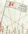 Flag of Bulgaria on Pietro Vesconte's 1321 nautical chart
