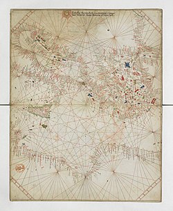 Nautical chart of the Eastern Mediterranean, by Grazioso Benincasa (1466) 1466 Portolan chart of the Eastern Mediterrenean, the Aegean Sea and the Sea of Marmara by Grazioso Benincasa.jpg