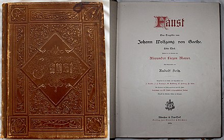 1876 'Faust' by Goethe, decorated by Rudolf Seitz, large German edition 51x38cm