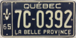 1965 Québec license plate 7C-0392.png