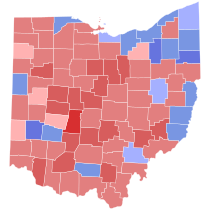 1974 Ohio gubernatorial election results map by county.svg