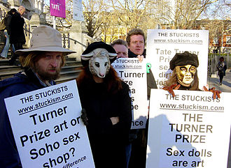 Elsa Dax (right) at the Turner Prize Stuckist demonstration, 2003 2003 Stuckist Turner demo (2).jpg