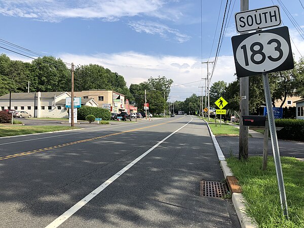 View south along Route 183 just south of Dell Road in Stanhope