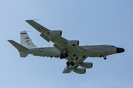 An RC-135V Rivet Joint landing at Kadena AB