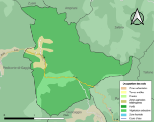 Barevná mapa znázorňující využití půdy.