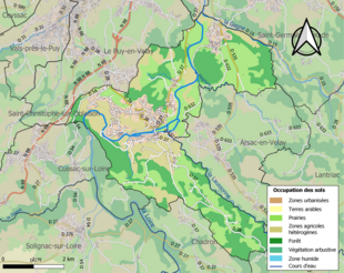 Barevná mapa znázorňující využití půdy.