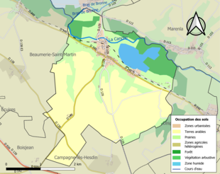 Kolorowa mapa przedstawiająca użytkowanie gruntów.