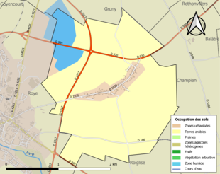 Carte en couleurs présentant l'occupation des sols.