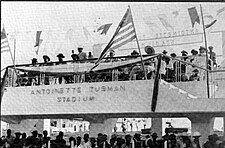 Sections of Antoinette Tubman stadium showing interested spectators watching contests - 1954. ATS Stadium 1954.jpg