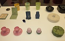 A range of objects made from UF A selection of urea formaldehyde objects at the science museum.JPG