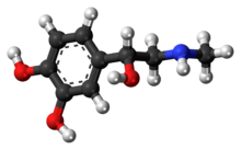 Ball-and-stick model of the adrenaline molecule