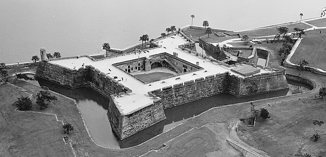Castillo de San Marcos in Saint Augustine, Florida. Built in 1672 by the Spanish, it is the oldest masonry fort in the United States.