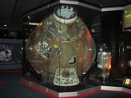 The Apollo 13 command module Odyssey on display at the Cosmosphere in Hutchinson, Kansas