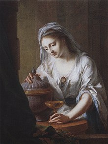 Johann Heinrich Tischbein der Ältere: Artemisia. Zu diesem bekanntesten Gemälde Tischbeins saß 1775 die damals achtzehnjährige Gräfin Auguste Reuß zu Ebersdorf Modell (Quelle: Wikimedia)