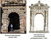 C'est la porte délicate 5 du Livre extraordinaire de Serlio qui donna le dessin général du portail de l'hôtel d'Assézat.