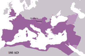 Carte montrant les territoires romains en 180.