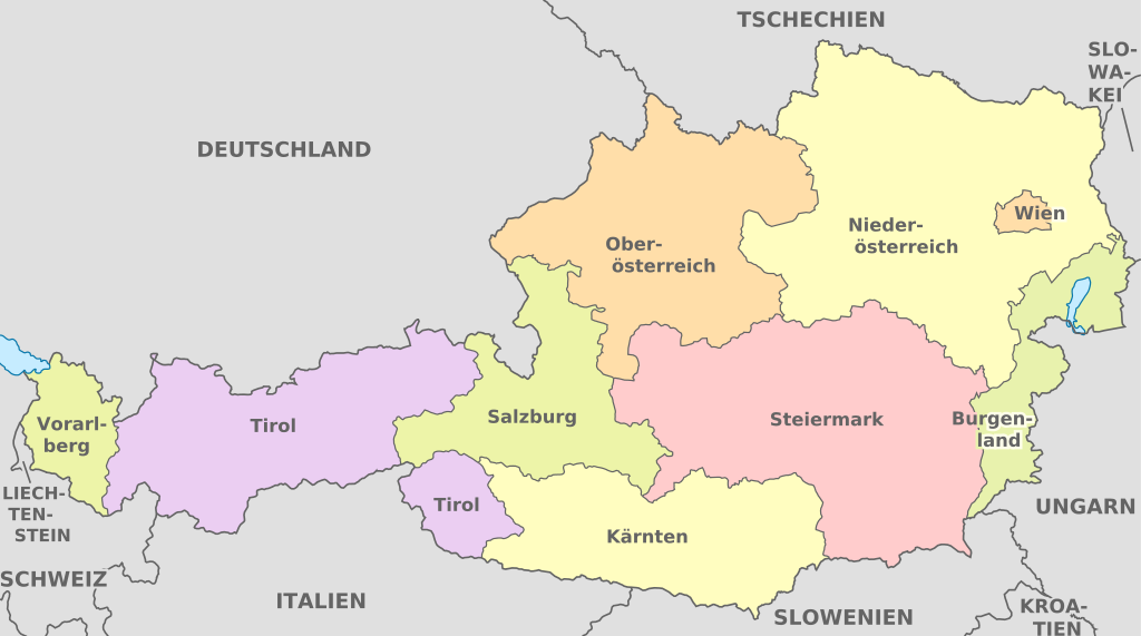 Austria, administrative divisions - de - colored