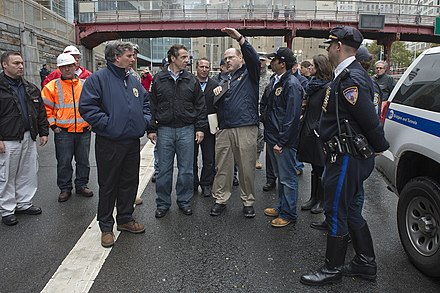 Cuomo in New York City in October 2012 following Hurricane Sandy
