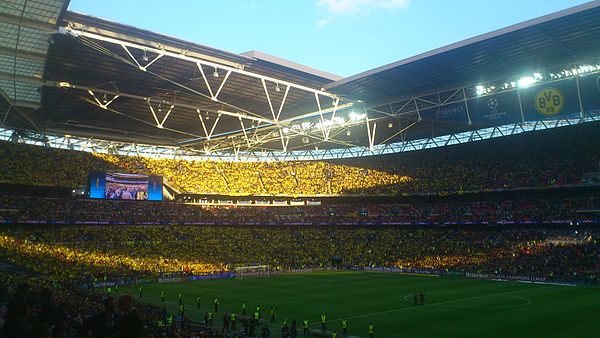 Borussia Dortmund fans at Wembley Stadium during the 2013 Champions League final