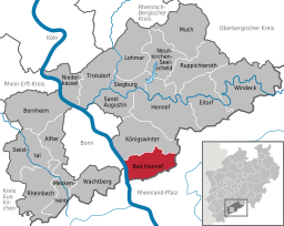 Läget för staden Bad Honnef i Rhein-Sieg-Kreis