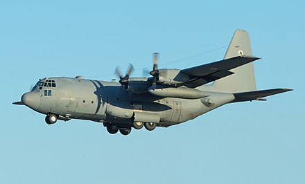 C-130 landing at Bagram Airfield in May 2015