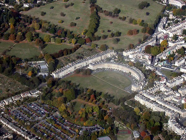 Aerial view of the Royal Crescent