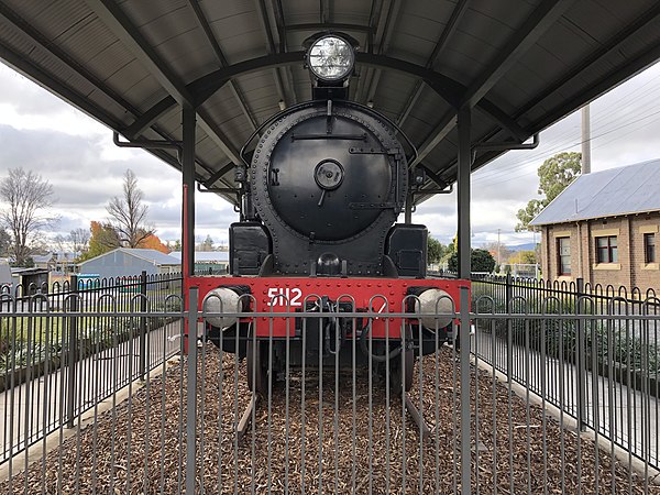 A locomotive driven by Ben Chifley is on display at the station.