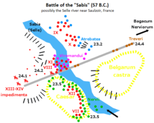 Battlefield if the "Sabis" matches the River Selle. Battle of the Sabis (Selle).png