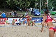 Deutsch: Beachhandball Europameisterschaften 2019 (Beach handball Euro); Tag 3: 4. Juli 2019 – Frauen, Platzierungsrunde Gruppe IV, Russland-Slowenien 2:0 (18:11, 20:16) English: Beach handball Euro; Day 3: 4 July 2019 – Women Consolation Round Group IV – Russia-Slovenia 2:0 (18:11, 20:16)