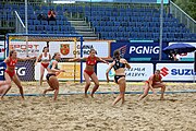 Deutsch: Beachhandball Europameisterschaften 2019 (Beach handball Euro); Tag 5: 6. Juli 2019 – Frauen, Halbfinale, Kroatien-Dänemark 1:2 (12:19, 17:10, 4:7) English: Beach handball Euro; Day 5: 6 July 2019 – Semifinal Men – Croatia-Denmark 1:2 (12:19, 17:10, 4:7)