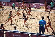 Deutsch: Beachhandball bei den Olympischen Jugendspielen 2018; Tag 4, 10. Oktober 2018; Mädchen, Vorrunde, Gruppe A - Ungarn-Chinese Taipei (Taiwan) 2:0 English: Beach handball at the 2018 Summer Youth Olympics at 10 October 2018 – Girls Preliminary Round Group A‎ – Hungary-Chinese Taipei 2:0