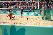 Deutsch: Beachvolleyball bei den Olympischen Jugendspielen 2018; Tag 11, 17. Oktober 2018; Jungen,Finale – Niederlande (Matthew Immers/Yorick de Groot)-Schweden (David Åhman/Jonatan Hellvig) 0:2 (20–22/15–21) English: Beach volleyball at the 2018 Summer Youth Olympics at 17 October 2018 – Final – Netherlands (Matthew Immers/Yorick de Groot)-Sweden (David Åhman/Jonatan Hellvig) 0:2 (20–22/15–21)