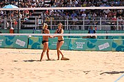 Deutsch: Beachvolleyball bei den Olympischen Jugendspielen 2018; Tag 11, 17. Oktober 2018; Jungen, Spiel um Platz 3 – USA (Devon Newberry/Lindsey Sparks)-Norwegen (Emilie Olimstad/Frida Berntsen) 1:2 (21–1/13–21/9–15) English: Beach volleyball at the 2018 Summer Youth Olympics at 17 October 2018 – Bronze Medal Match – USA (Devon Newberry/Lindsey Sparks)-Norway (Emilie Olimstad/Frida Berntsen) 1:2 (21–1/13–21/9–15)