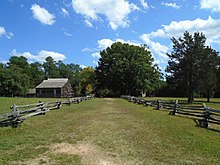 Original road connecting Durham Station and Hillsborough, NC. The Confederate General Johnston and Union General Sherman met on this road and asked the Bennett family if they could use their house to hold a meeting to discuss terms of surrender. Bennett Place original road.jpg