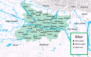 English: Map of Bihar