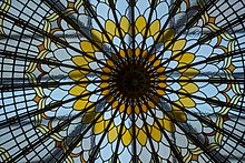 The stained glass dome in the library Bishopsgate Library stained glass roof window.jpg