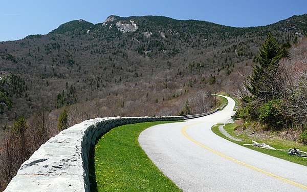 The Blue Ridge Parkway heading towards Grandfather Mountain